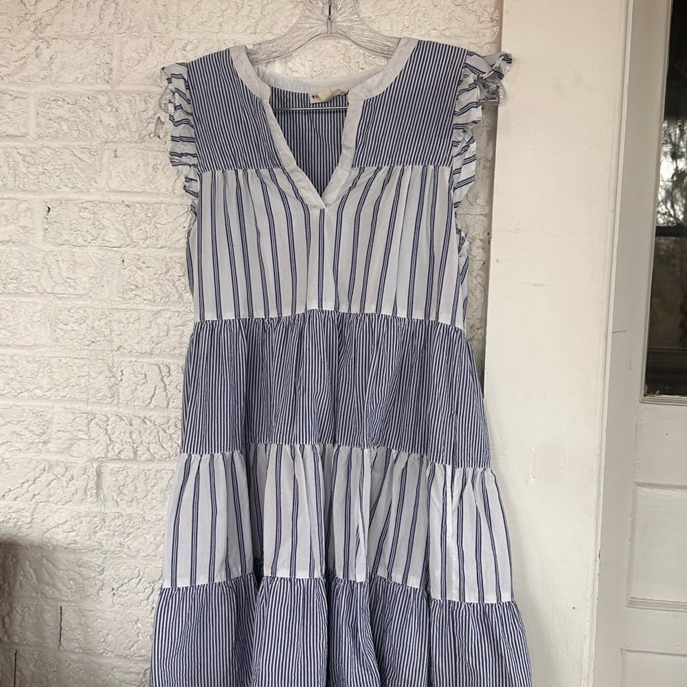 Roller Rabbit Pippa Blue and White Sleeveless Nap Dress Extra Small XS